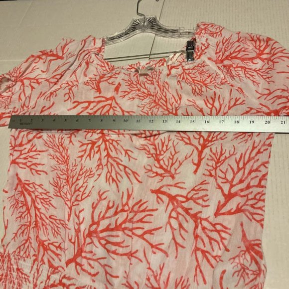 Michael Kors women's size XL white and coral off the shoulder blouse - Picture 3 of 5